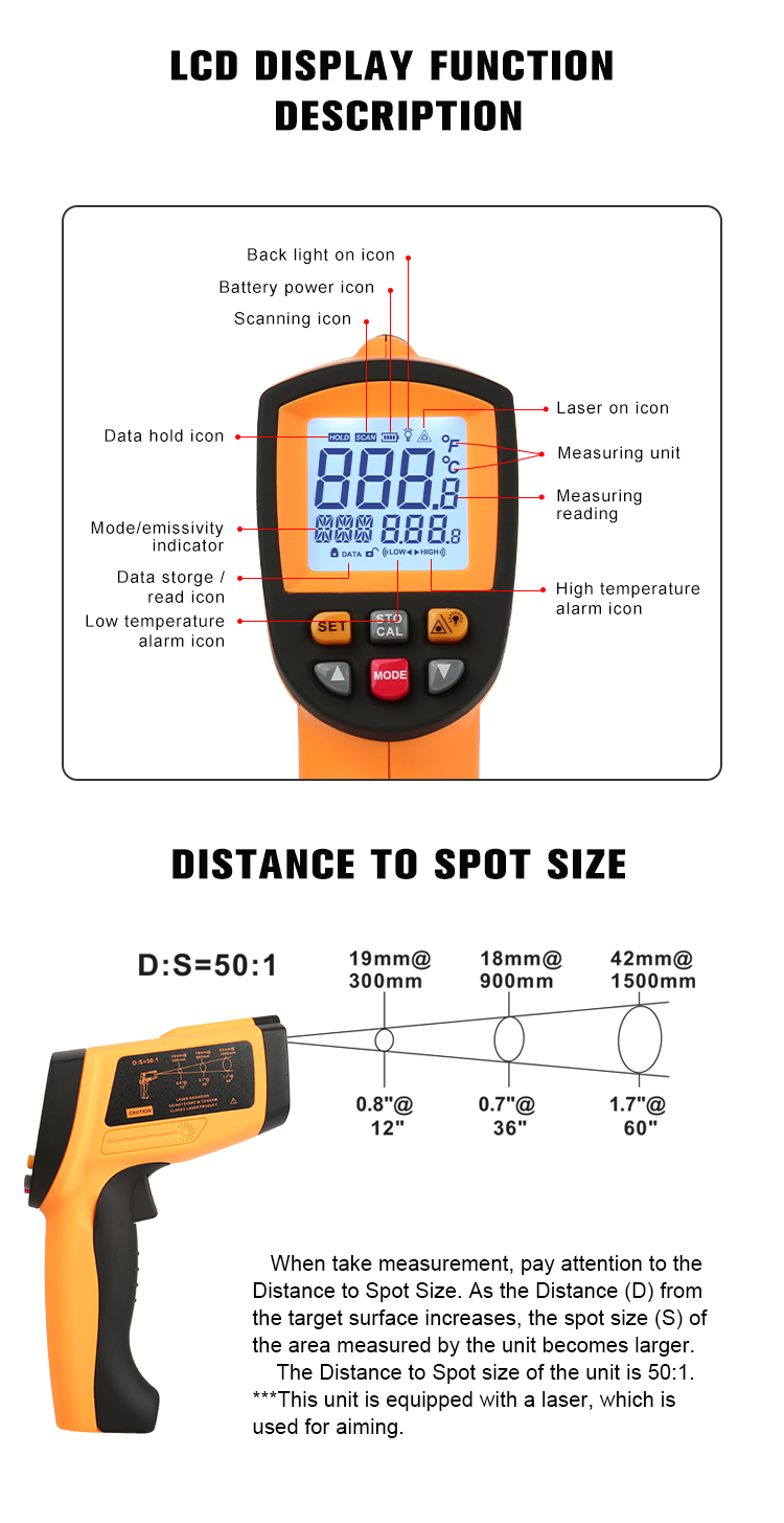 GM1350 Industrial Infrared Thermometer Detail 2