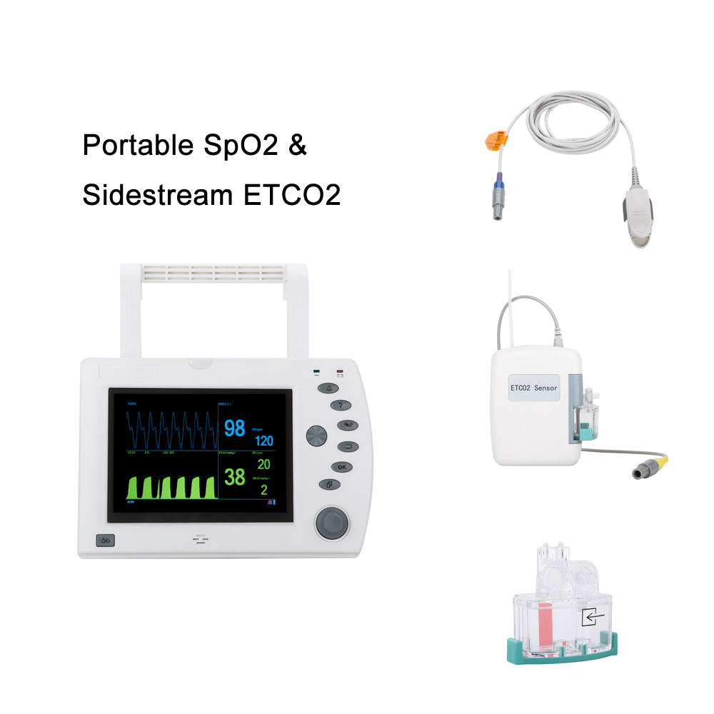 Portable Ambulance Patient Monitor Hospital Equipment with End-tidal CO2 Multi-Parameter Vital Signs Dog-Friendly