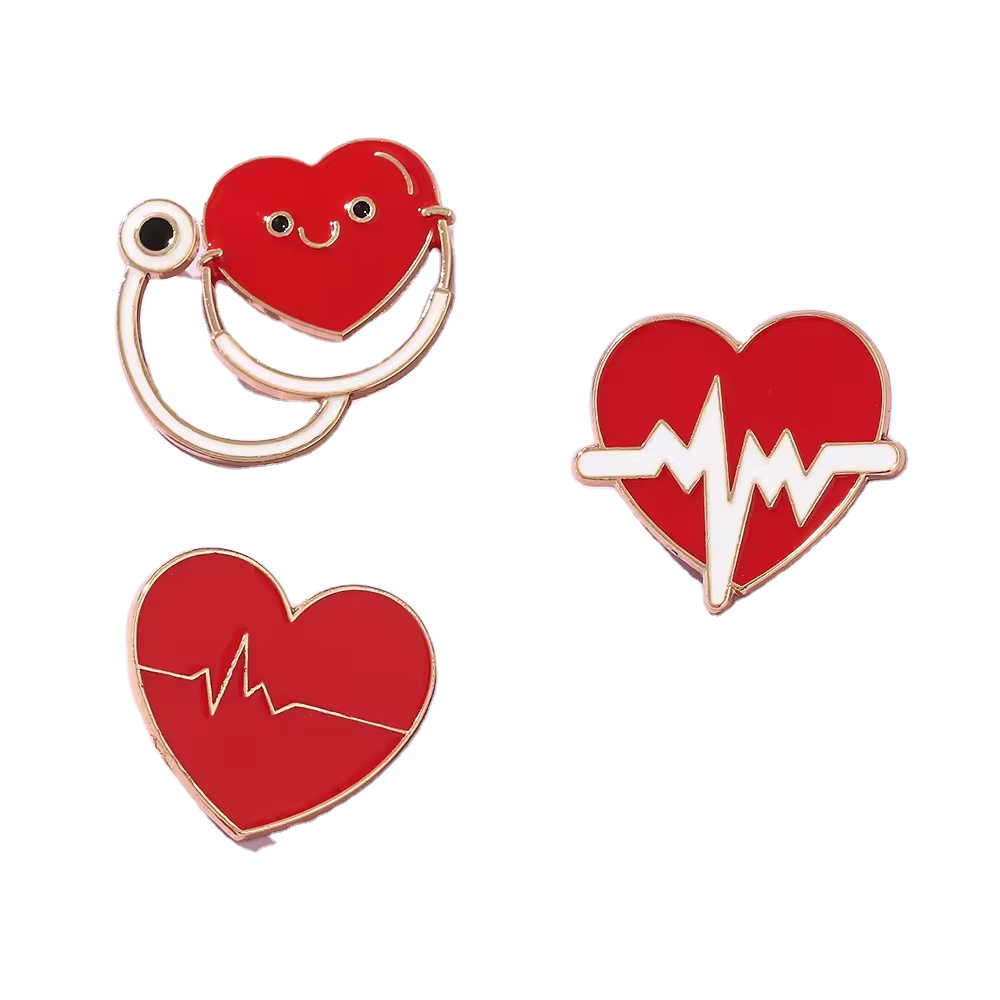 Medical Series Custom Plated Metal 3D Logo Digital Printing Enamel Pin Stethoscope Electrocardiogram Doctor Nurse Badge