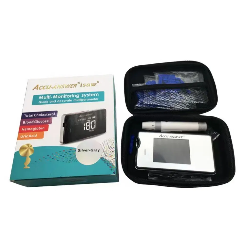 2023 Automatic Smart 4 in 1 Cholesterol Testing Device Uric Acid Hemoglobin Analysis Glucosemeter Blood Glucose Rapid Test Meter