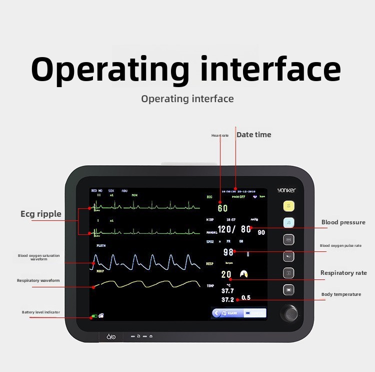 Cross-border Foreign Trade Medical Device Alarm Respiratory Sleep Detector Hospital Portable Multi-parameter ECG Monitor