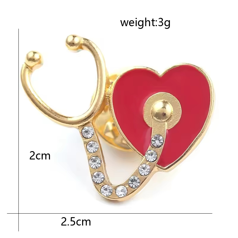 Medical Series Custom Plated Metal 3D Logo Digital Printing Enamel Pin Stethoscope Electrocardiogram Doctor Nurse Badge