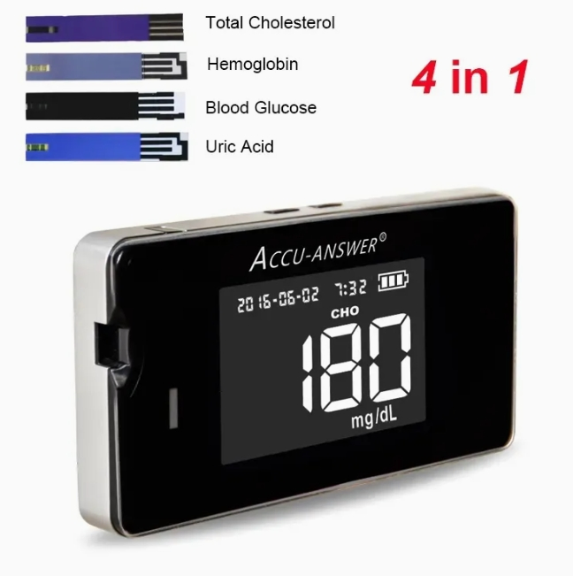 Medical Equipment of Accu-Answer Isaw Multi-Monitoring System 4-in-1 Kit Meter for Cholesterol Blood Glucose Hemoglobin Uric Acid Rapid Test for Household