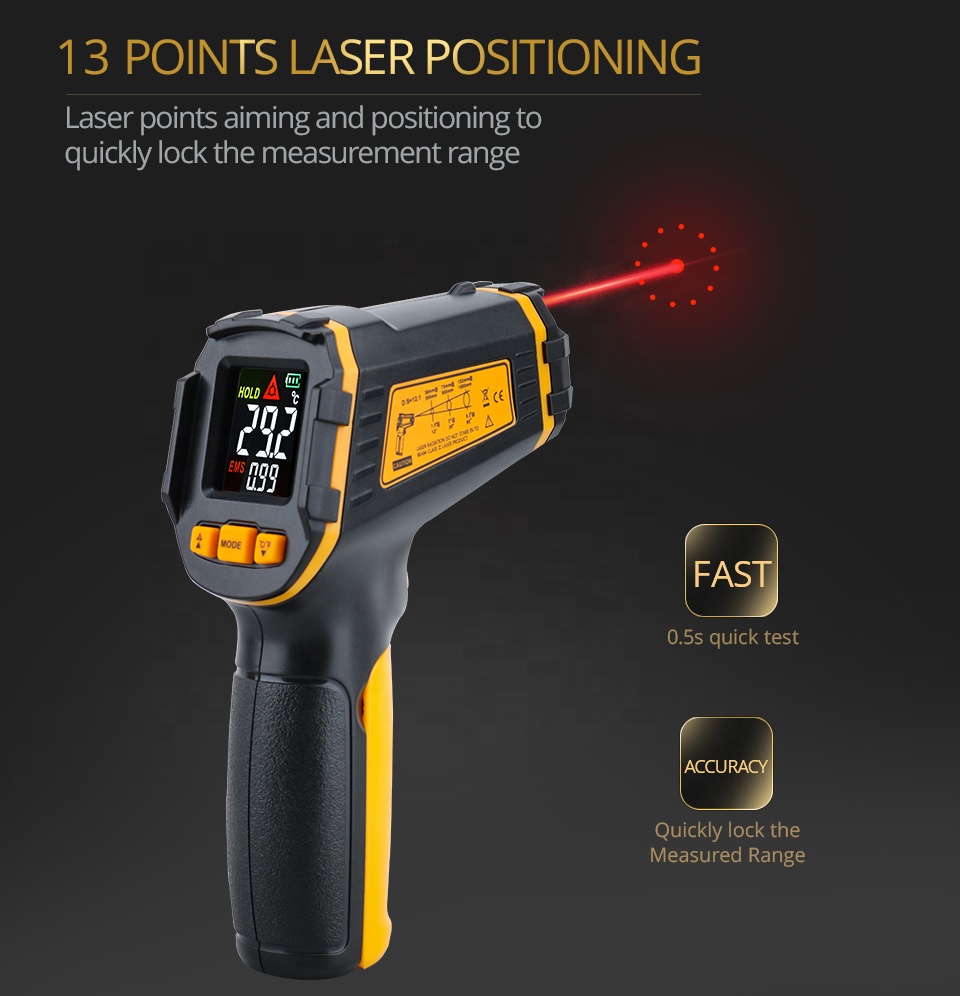 Digital Industrial Infrared Thermometer Laser Temperature Meter Non-contact Pyrometer Imager Hygrometer IR Termometro Alarm