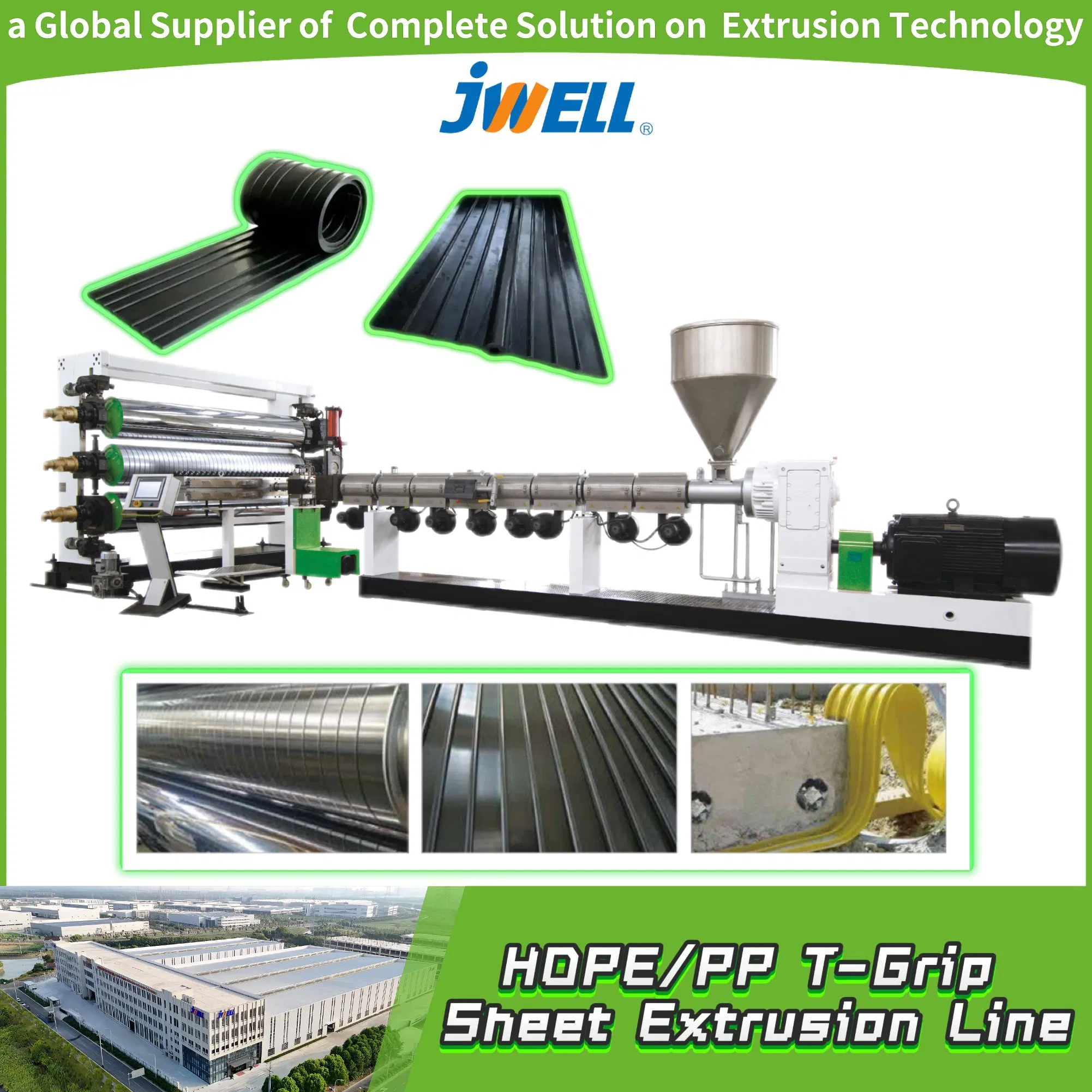 HDPE/PP T-Grip Sheet Extrusion Machine for Seal up and Impermeable of Construction, Features Anti-Erosion, Good Durability Wear Durableness