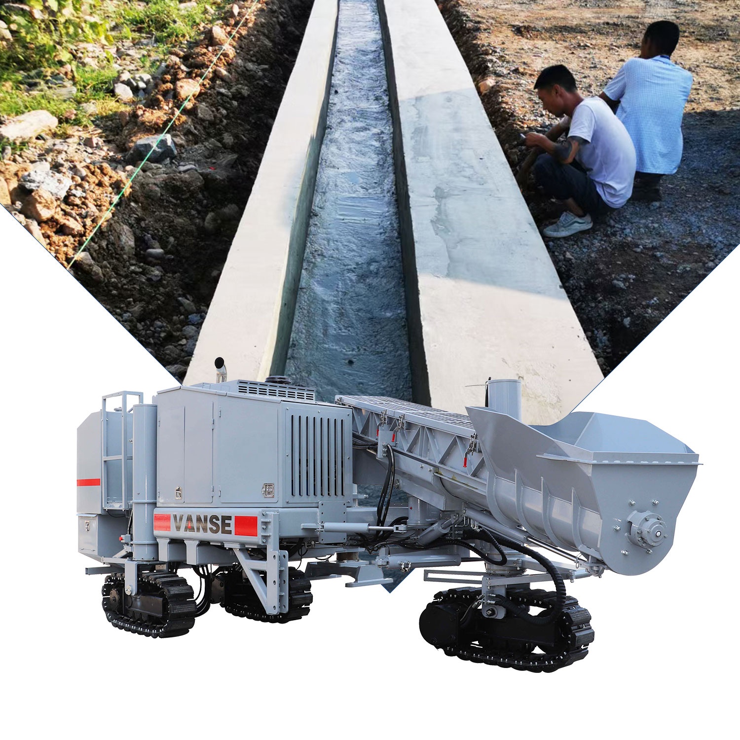 VANSE WS3-14 Concrete Drainage Ditch Slipform Machine Road Curb Slipform Machine Kerbstone Slipform Making Machine Factory