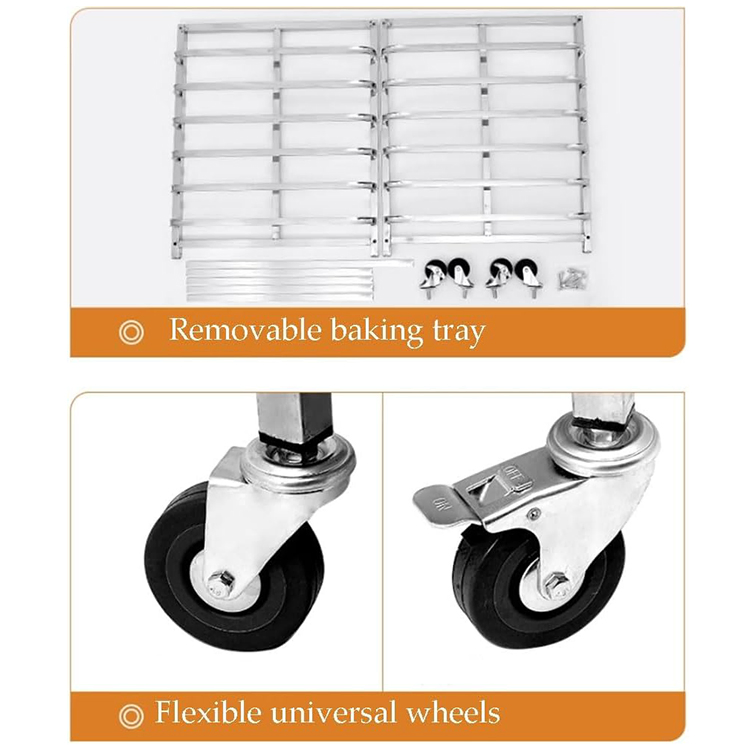 Bakery Trolley Baking Tray Cooling Rack Stainless Steel Bread Bun Pan Rack Trolley Cart
