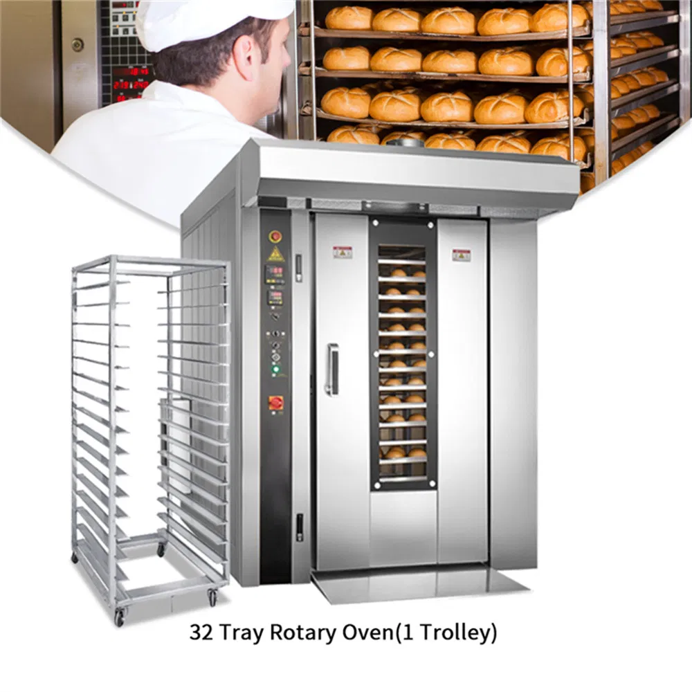 64 32 Tray Rotary Oven Price Gas Electric Rotating Bakery Rotary Rack Oven for Sale Baking Loaf Bread Bakery Industrial Oven Rotary