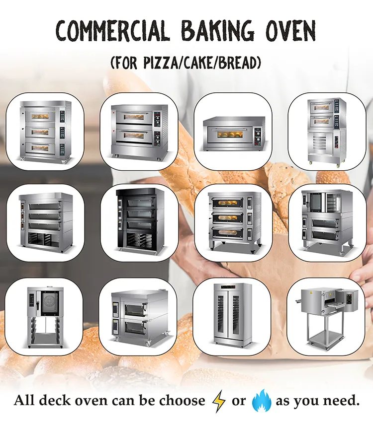 1 2 3 4 Deck 1 2 3 4 6 9 Trays Bakery Equipment Bakery Machine Baking Oven Bread Cake Pizza Ovens