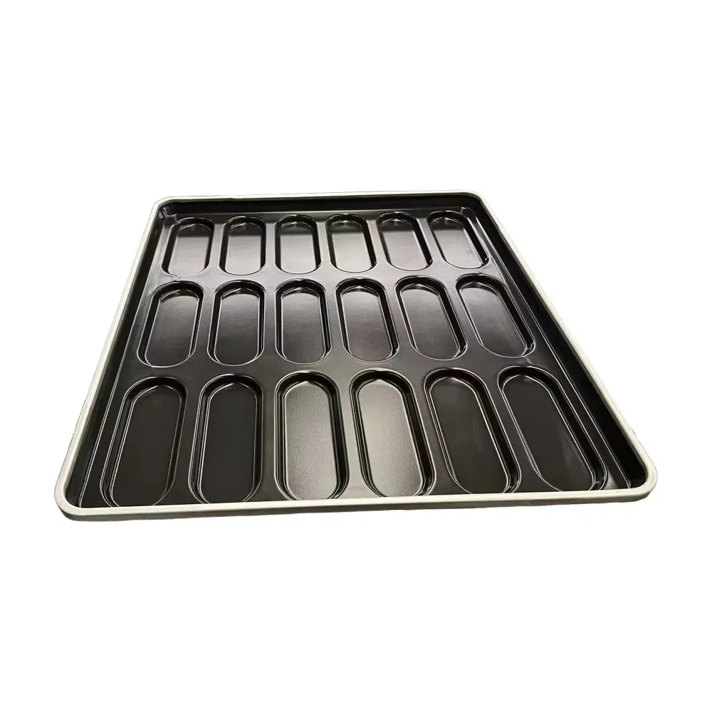 18 Cups 565X520.7X40.3mm Aluminized Steel Custom Baking Trays Hot Dog Bun Pan