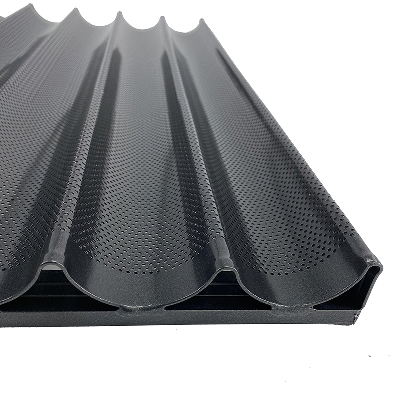 6 Waves Perforated Aluminium Non Stick Baguette Tray French Bread Loaf Baking Tray
