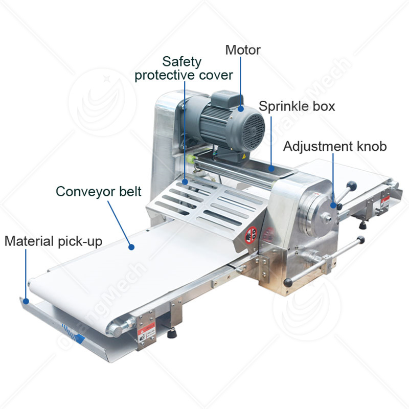 Small Machine Table Top Bake Bread Dough Thin Layer Sheeter