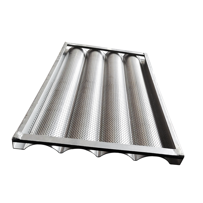 High Quality 40X60 Cm Commercial Eco-Friendly Customized Non-Stick 4 Rows Aluminum Baguette Bread Pan French Bread Baking Tray