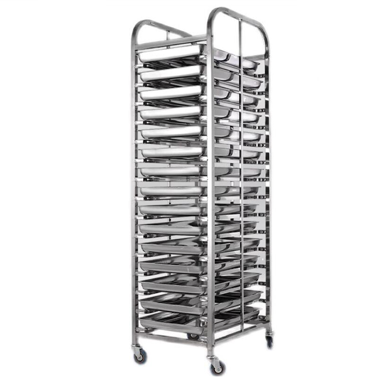 Bakery Trolley Baking Tray Cooling Rack Stainless Steel Bread Bun Pan Rack Trolley Cart