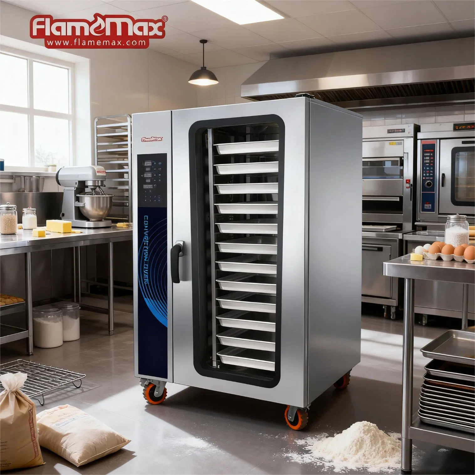 12 Pans Durable Stainless Steel Hot Air Cycle Oven Gas Convection Oven for Restaurants and Hotels