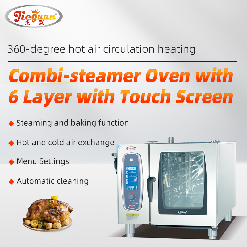 Professional Kitchen Commercial Digital 6 Tray Convection Bread Baking Machine Electric Combi Steamer Oven with CE