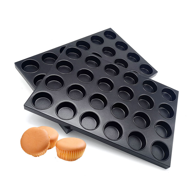 ODM&OEM Durable Heavy Duty Aluminized Steel Non Stick 24-Cup Round Cupcake Muffin Baking Tray Industrial Oven Tray