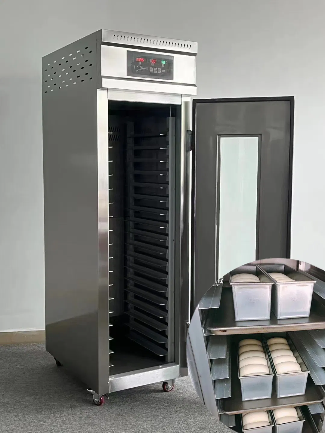18 Trays Fully Automatic Intelligent Proofing Cabinet for Dough, Bread, and Yogurt Fermentation, with Temperature Control From -15 to 40 Degrees Celsius