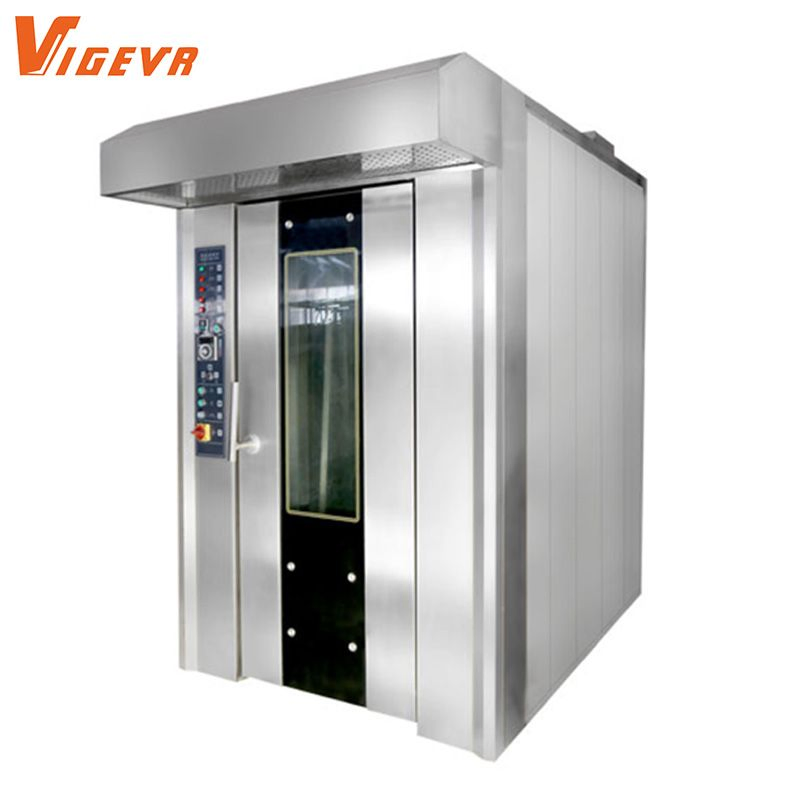 Large Capacity 2 Trolley 64 Trays Commercial Bread Machine Diesel Rotary Rack Baking Oven