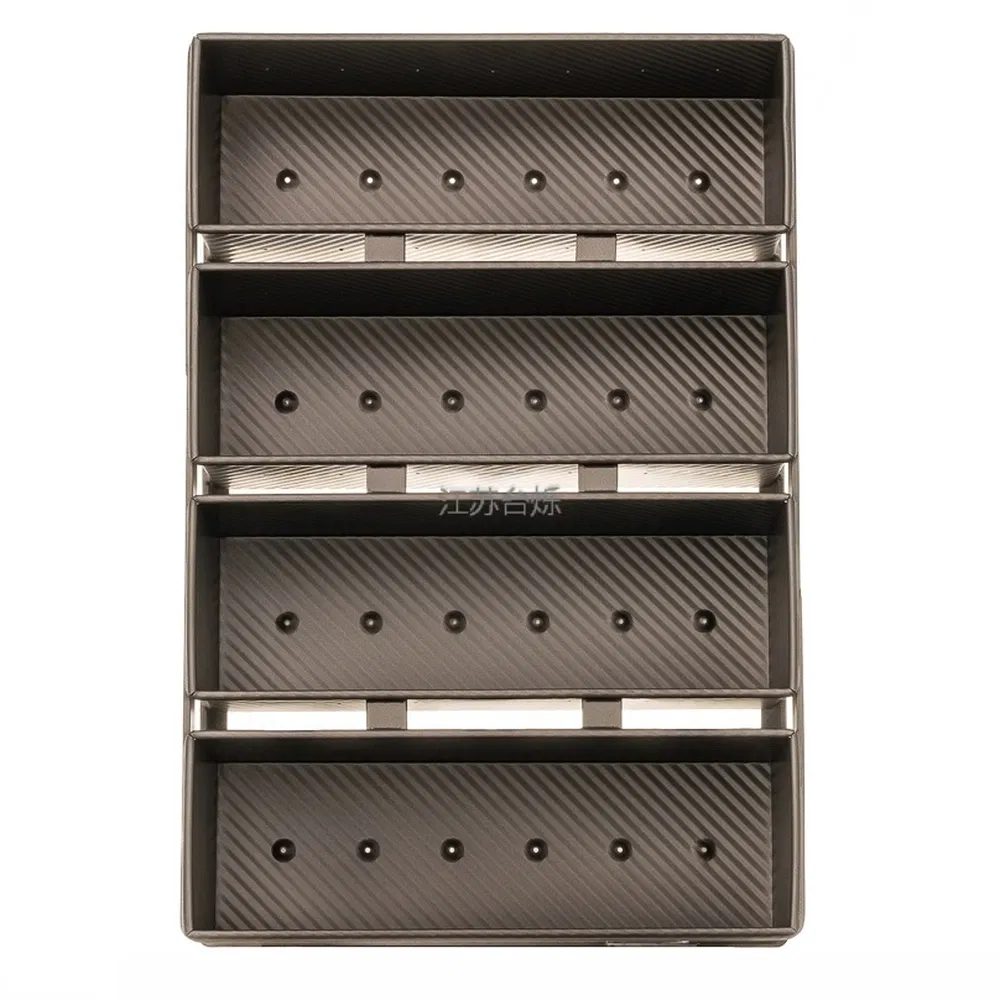 Not Easily Rusted 4 Compartment Versatile Toast Box Bread Baking Trays for Bakery Use