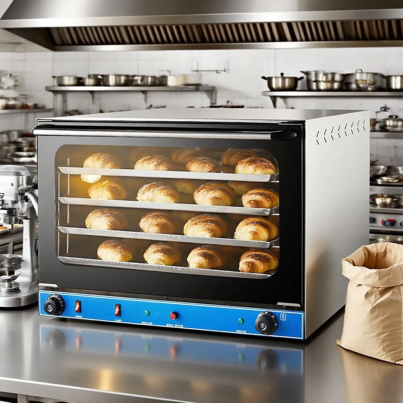 Commercial Kitchen Equipment Electric Hot Air Baking Bakery Food Bread Pizza Convection Oven with Steam Spray