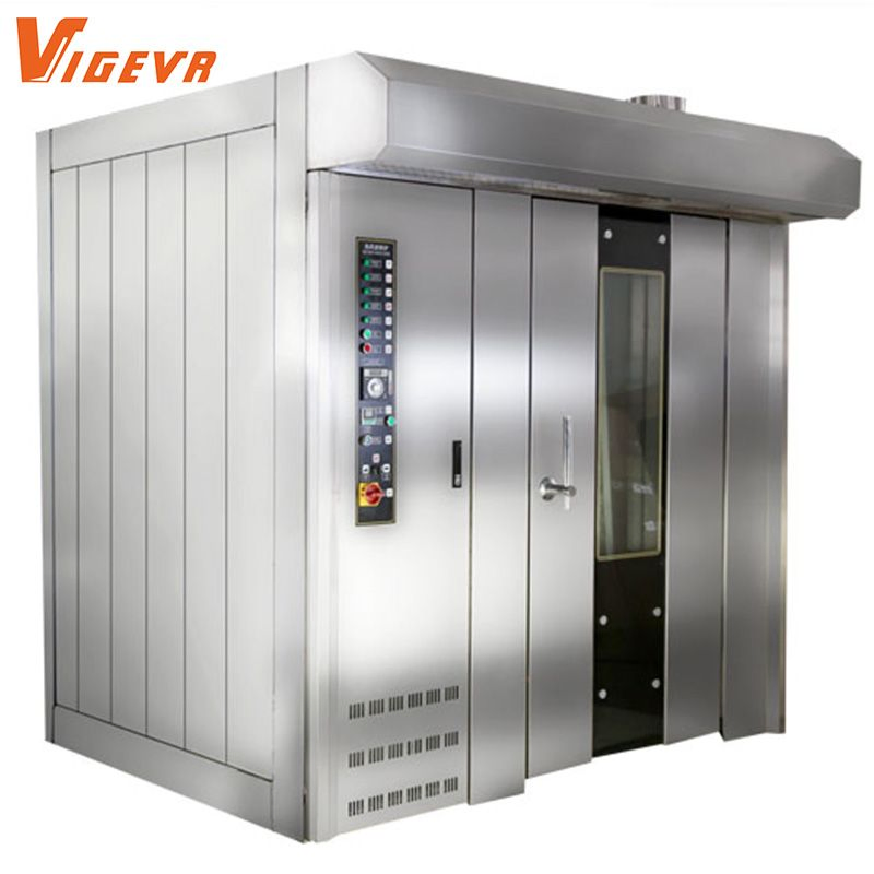 Large Capacity 2 Trolley 64 Trays Commercial Bread Machine Diesel Rotary Rack Baking Oven