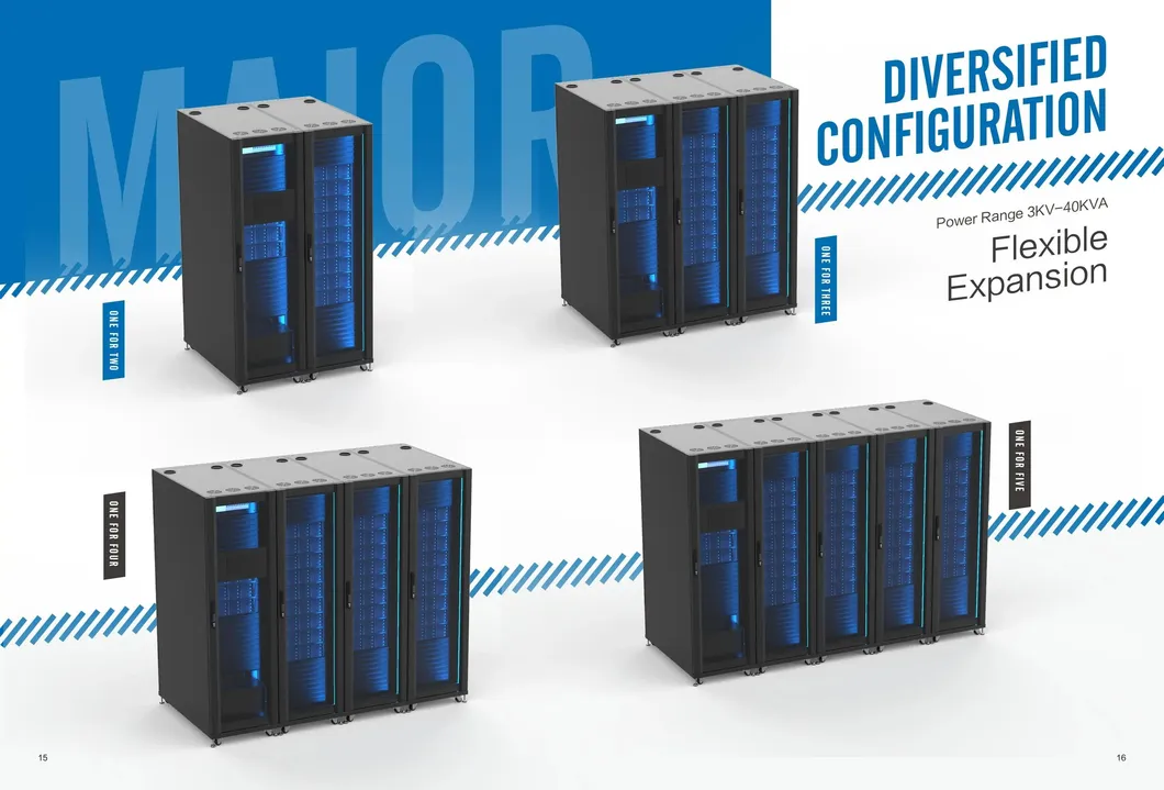 Data Center Combining Power Cooling Monitoring and Server Racks