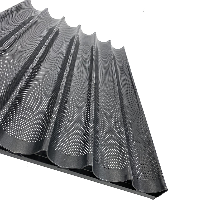 6 Waves Perforated Aluminium Non Stick Baguette Tray French Bread Loaf Baking Tray