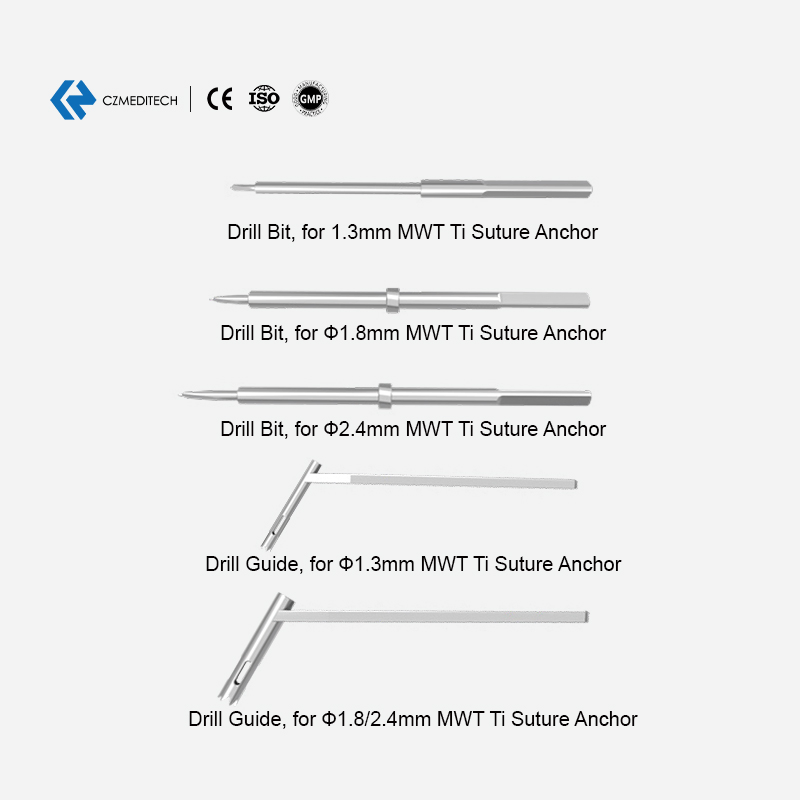 Ti Suture Anchor System with Needles &amp; Limited Drill Bits 1.3-2.8mm by Merit