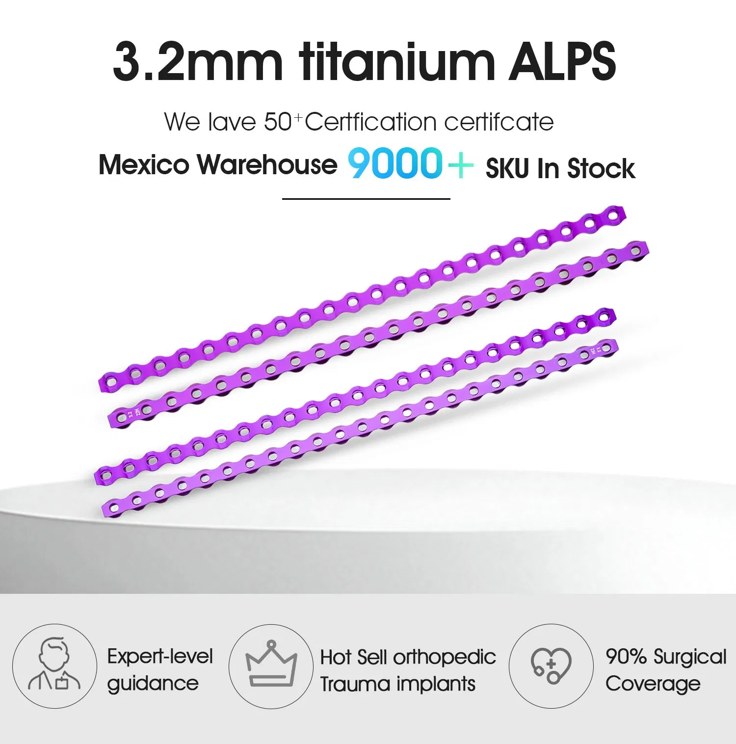 3.2mm Alps Compression Locking Plate Veterinary Orthopedic Implants for Animal Orthopedic Surgery