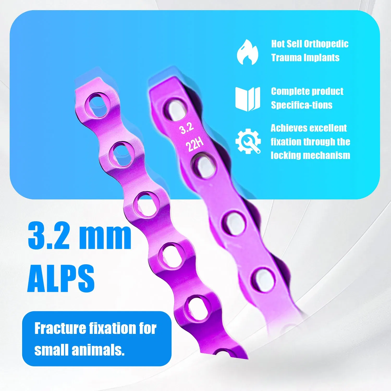 3.2mm Alps Compression Locking Plate Veterinary Orthopedic Implants for Animal Orthopedic Surgery