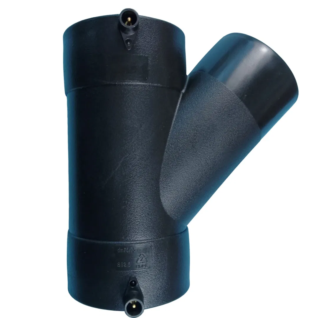 Water Drainage 160-110mm Y Shape Tee HDPE Electrofusion Fittings Electrofusion