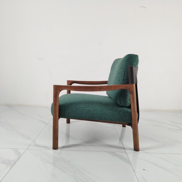 Genuine Leather Lounge Chair Solid Wood Legs Minimalist Design Ergonomic for Apartment Home Office Living Room Hotel Outdoor Use