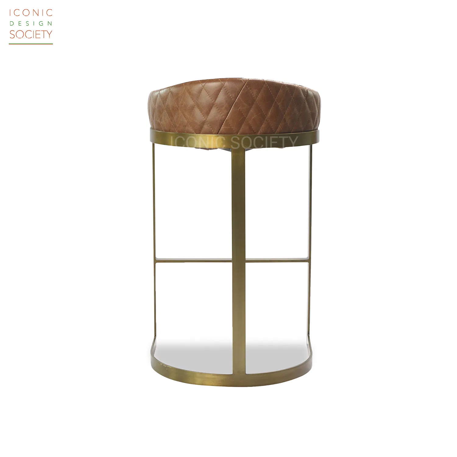 Industrial Club Pub Hotel Furniture Metal Low Back Foshan Iron Genuine Leather Counter Bar Stool