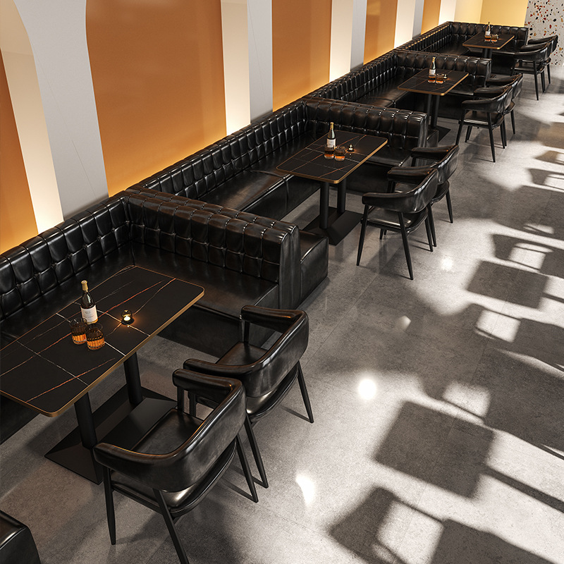 Custom bar Table and Chair Combination Restaurant Tavern Retro Industrial Style Commercial Booth Sofa