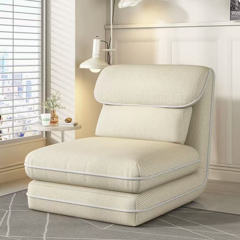 Modern Luxury Reclining Green Corduroy Fabric Floor Lounge Chair for Small Apartment Bedroom and Hotel Use