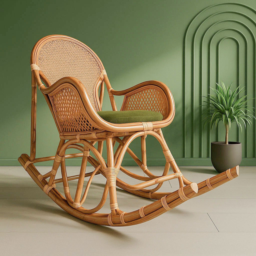 Top rated rattan recliner seating for lounge living room natural rocking chair glider chairs