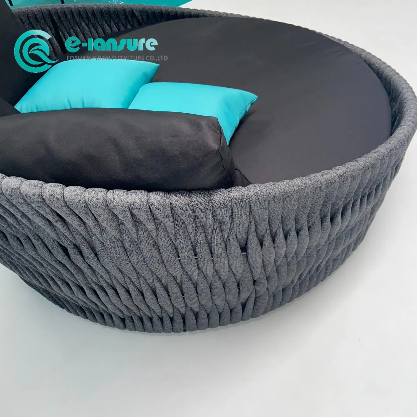 Durable Wholesale Woven Rope Round Daybed Quality Aluminum Frame Waterproof Outdoor Sun Bed Patio Sun Lounger for Hotel Villa Garden