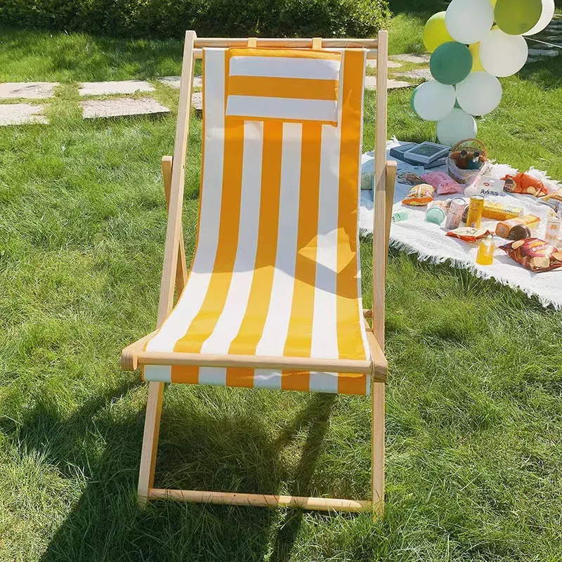 Wholesale Trading Easy Solid Wood Beach Chair Wooden Portable Outdoor Daybed Details 5