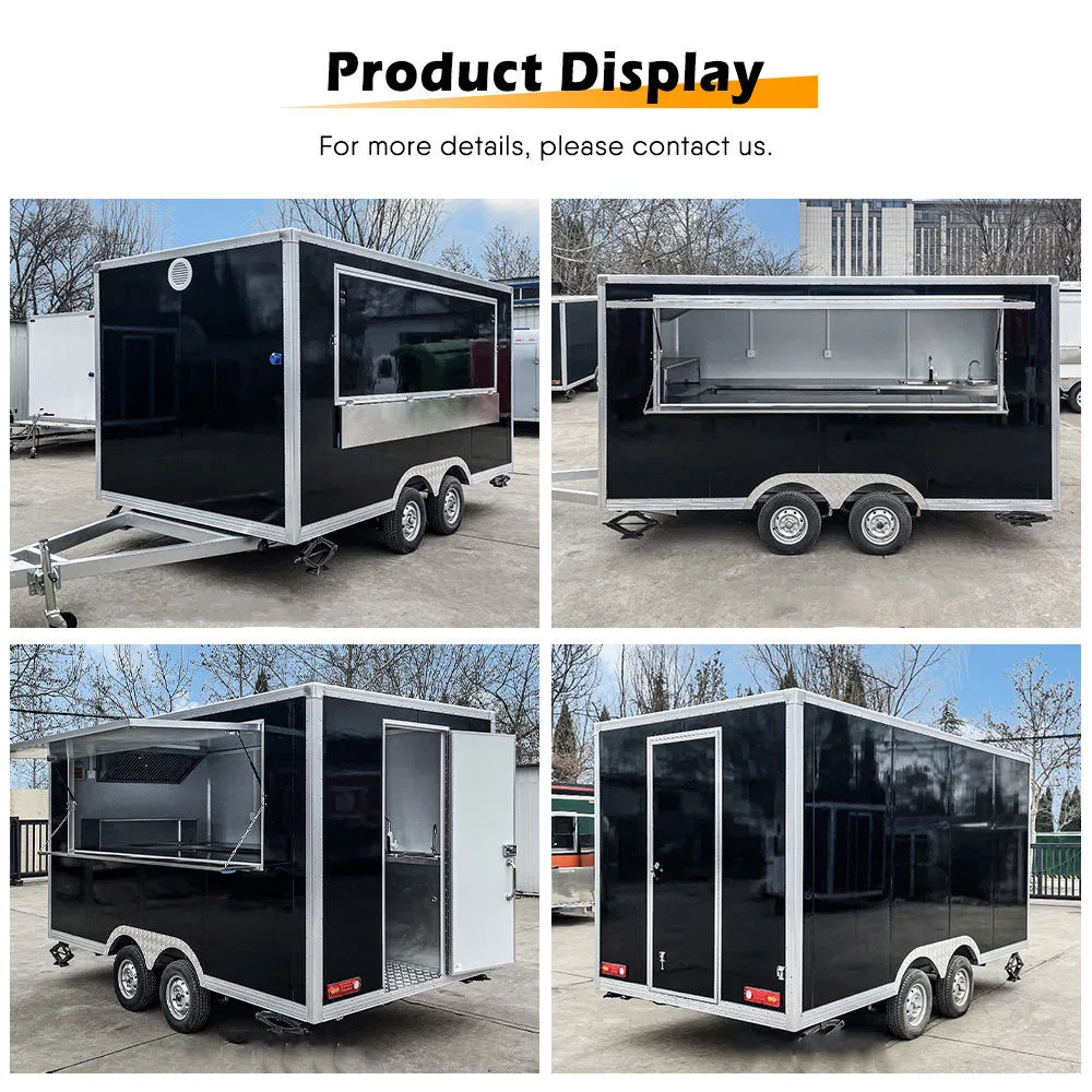 Mini Mobile Food Cart with Pizza Coffee Donuts Hot Dogs Bar-Small Aluminum Kitchen Kiosk Restaurants Food Trailer for Sale