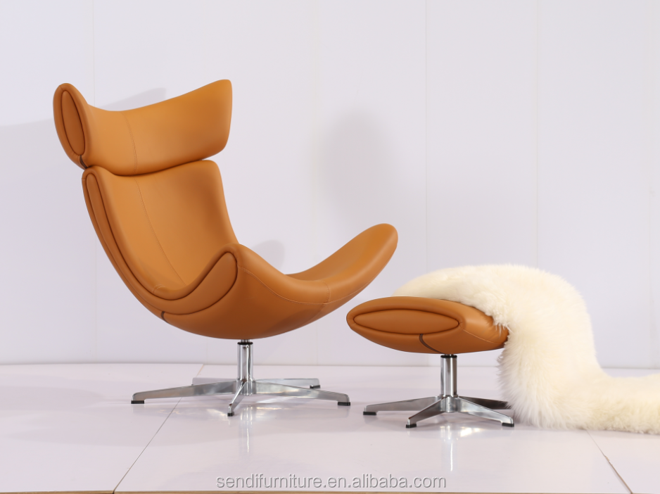 Modern Luxury Genuine Leather Stainless Steel Lounge Chair for Living Room &amp; Hotel Use