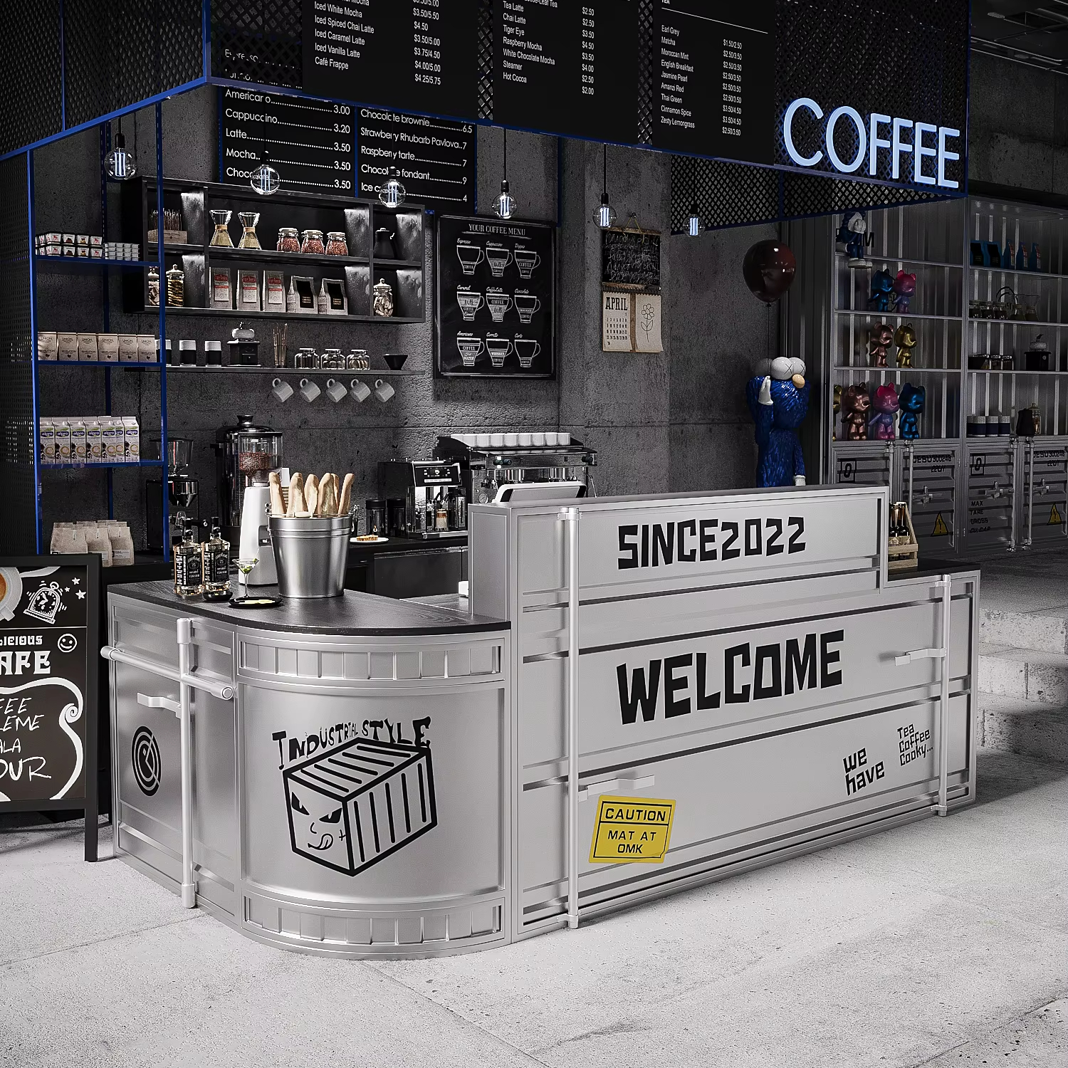 Popular Fashionable Long High Industrial Vintage Commercial Cafe Furniture Restaurant Wood Slab Desk Table bar Counter