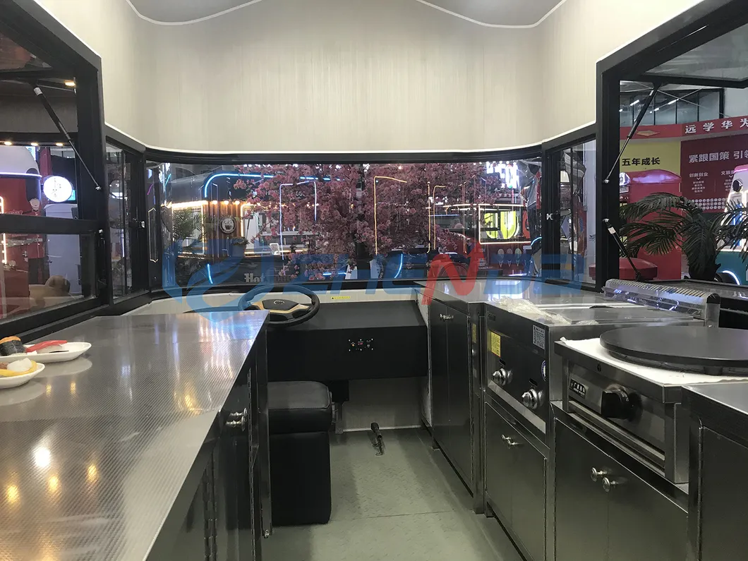 Outdoor Street Trailer Mobile Food Kitchen Electric Coffee Juice Water Bar Snack Cart