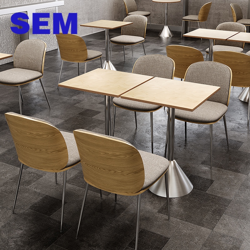 SEM Industrial Bistro Dining Table and Chair Set Luxury Food Court Coffee Tea Shop Restaurant Diner Wood Table and Chair Set