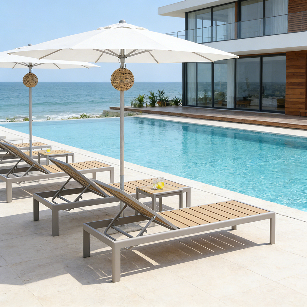 Aluminum Outdoor Hotel Sunbathing Lounger Lounge Chair Foldable Durable Anti-Rust UV Resistant