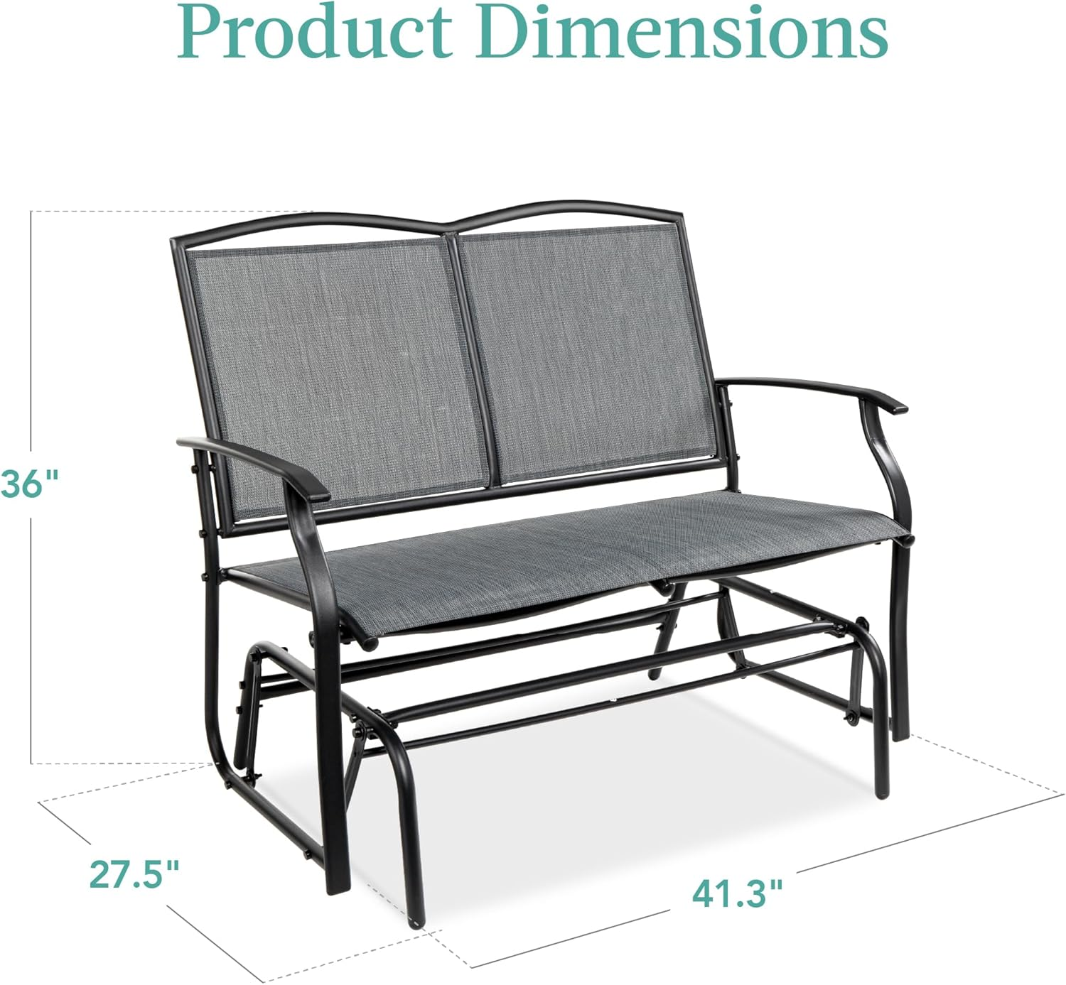 Outdoor Garden 2-Person Glider Rocking Chair Metal Frame Teslin Fabric