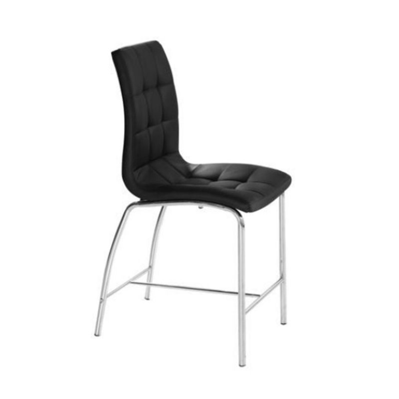 Black High Chair Soft PU Seat and Back Bar Stool for Cafe Shop Counter Height Black Leather Bar Stool