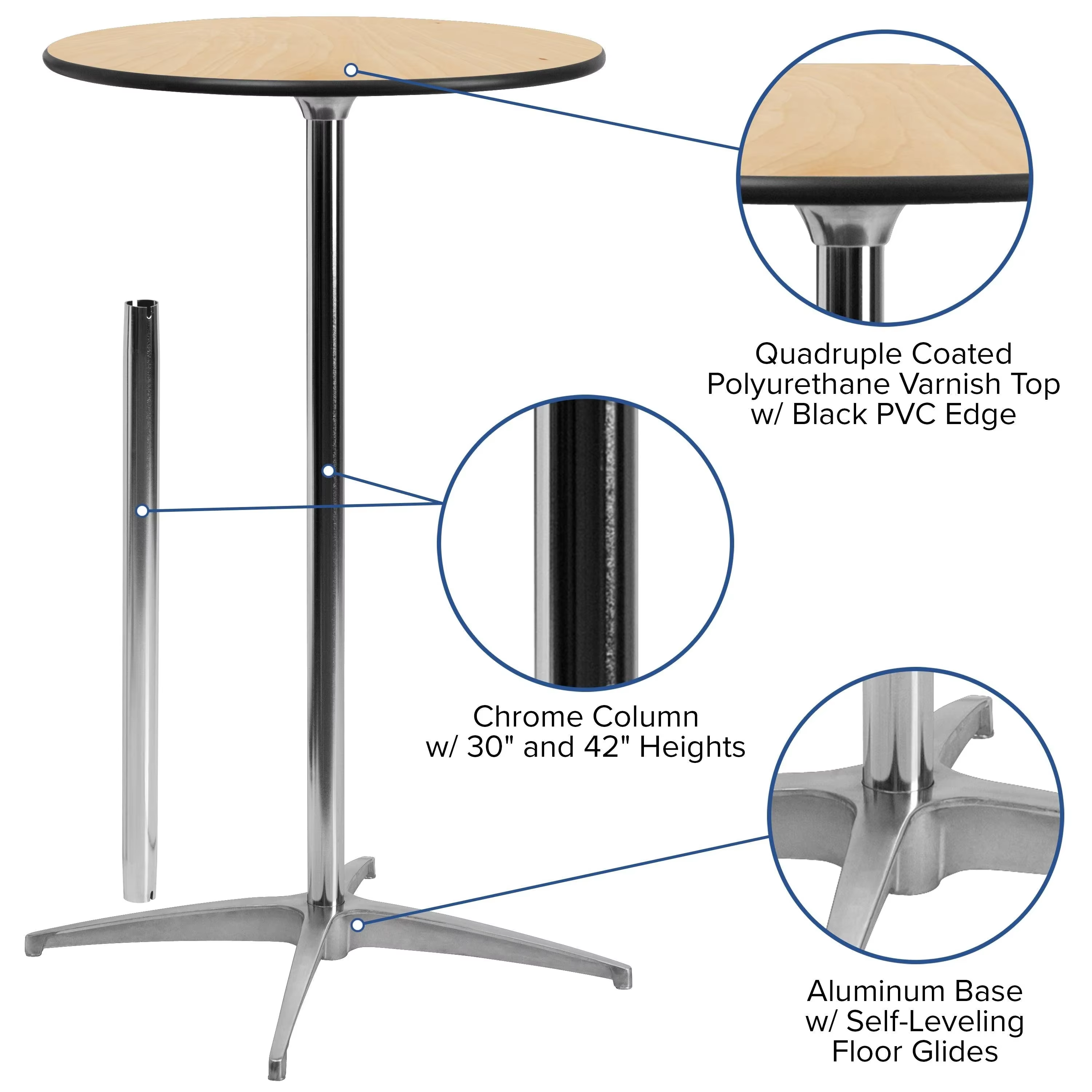 Modern Round High Bar Table for Outdoor Weddings Parties &amp; Barber Events-Wood Material