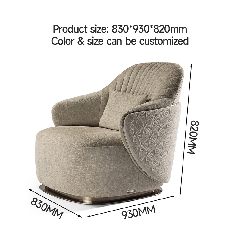 Resort Modern Upholstered Wooden Lacquer Frame Rotate Bucket Accent Lobby Furniture Reception Armchair Rotate Leisure Chair