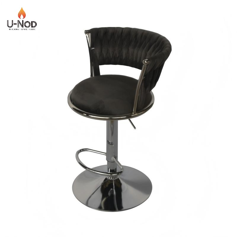 Newest Velvet Woven Height Adjustable Kitchen Counter Swivel Chair Low Back Bar Stool